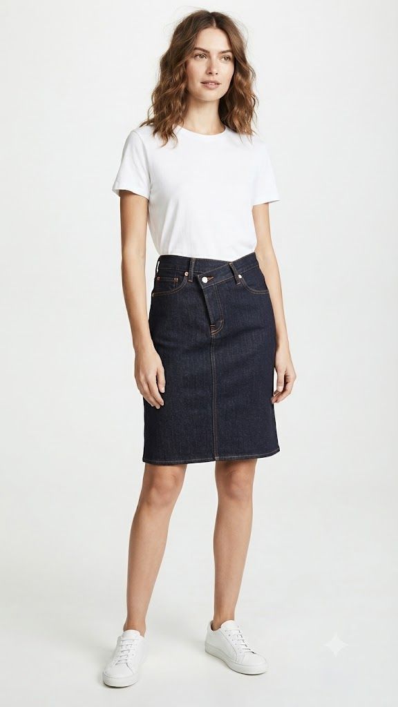 Dark Denim Asymmetric Skirt